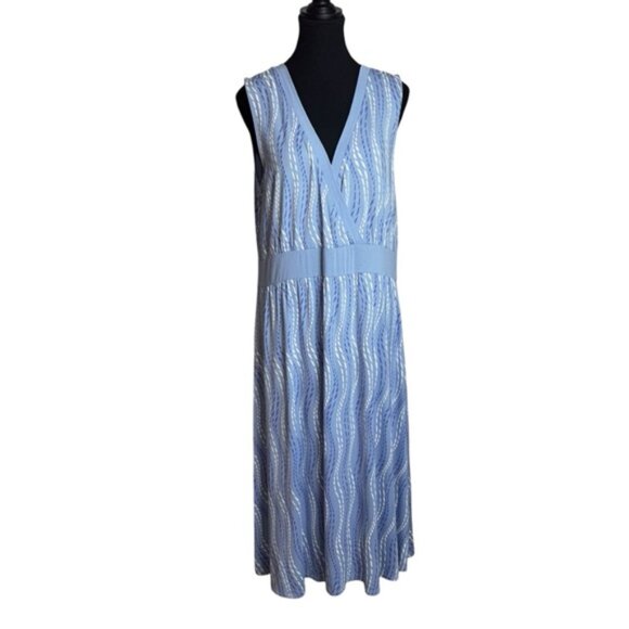 L. L. Bean Women’s XL Blue Sleeveless Patterned Dress Pull On Summer - Picture 1 of 8